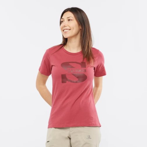 Red Salomon Outlife Big Logo Short Sleeve Women's T-Shirts | PH 37261I